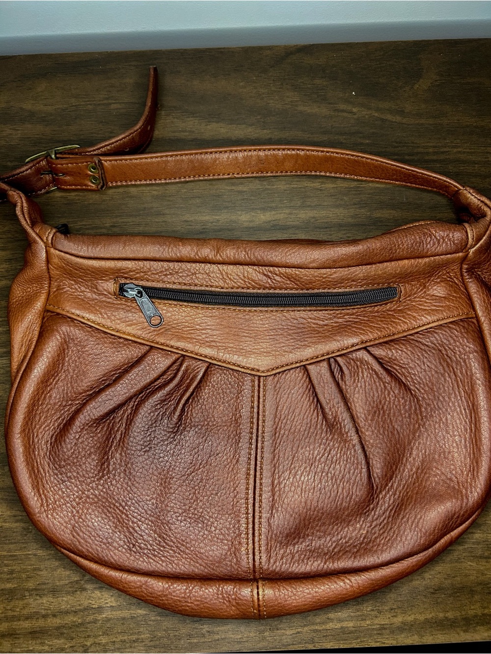 Ravenworks Deerskin Leather Soft Slouch Crossbody Bag Brown